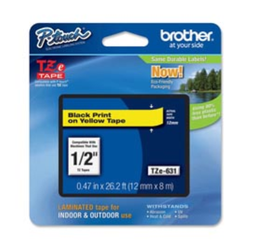 BROTHER TZE631 NASTRO PER ETICHETTATRICE 12MM COLORE GIALLO STAMPA NERO